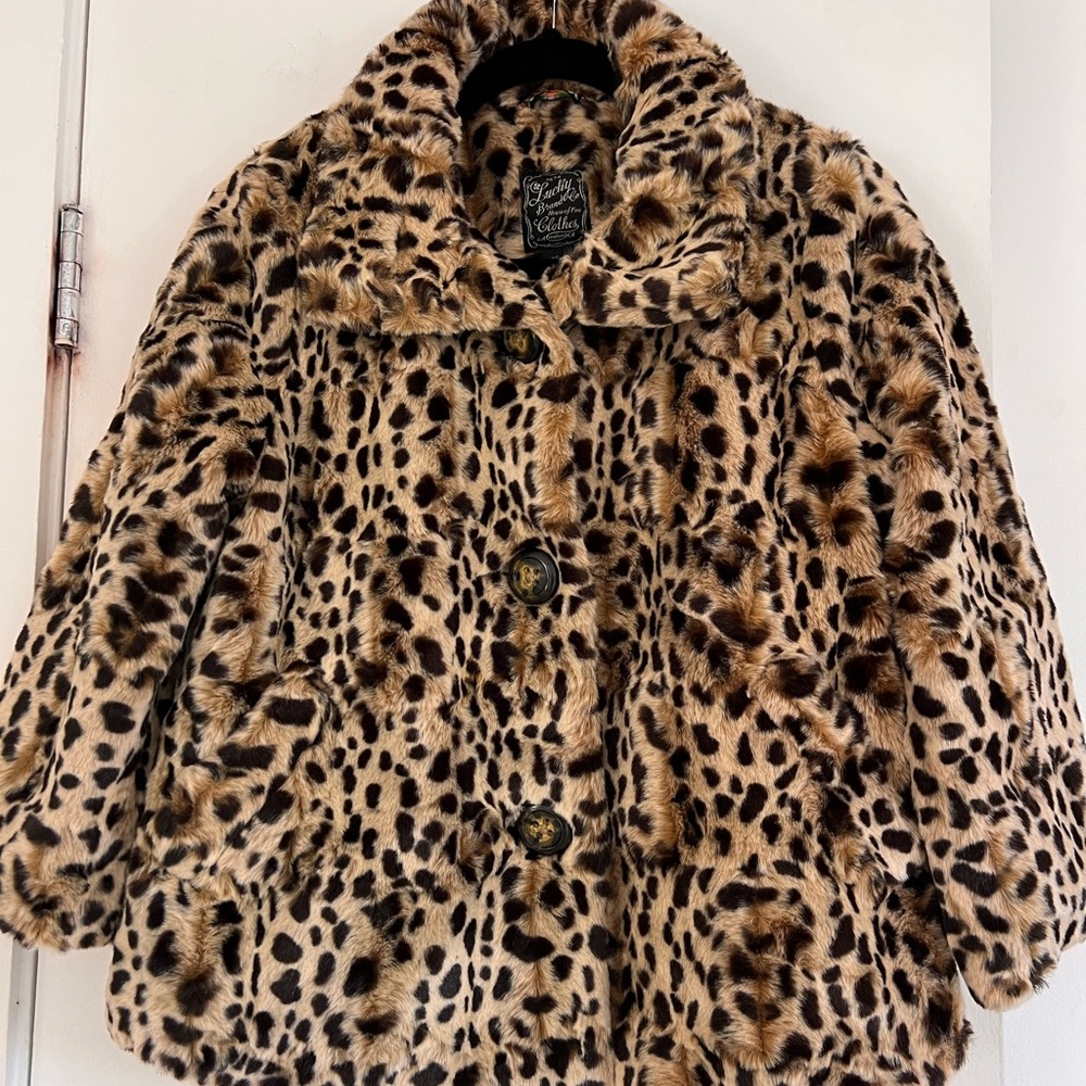 Lucky Brand Leopard Print Teddy Jacket
